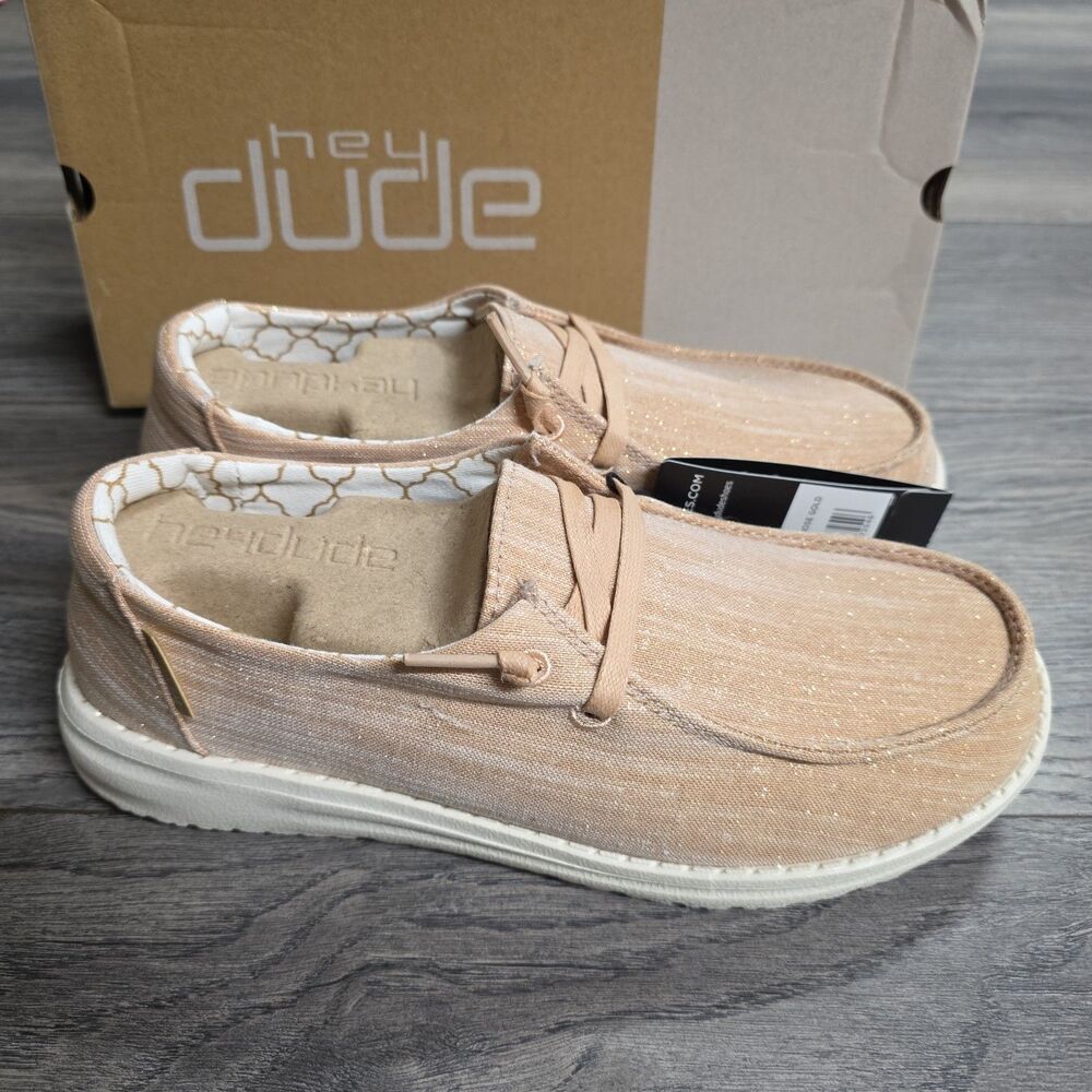 NEW Hey Dude Wendy Sparkling Rose Gold Women's Size 7